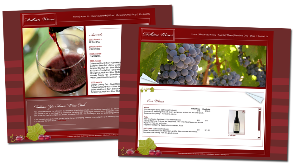 Dillian Wines Web site Mockup